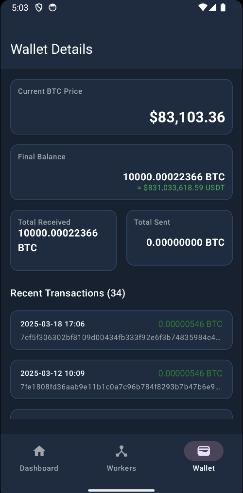 Wallet screen