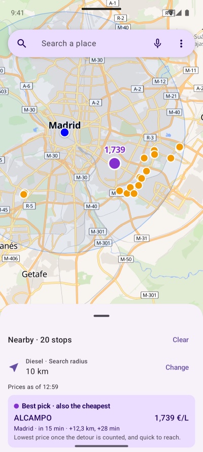 Nearby stations within a 10 km radius