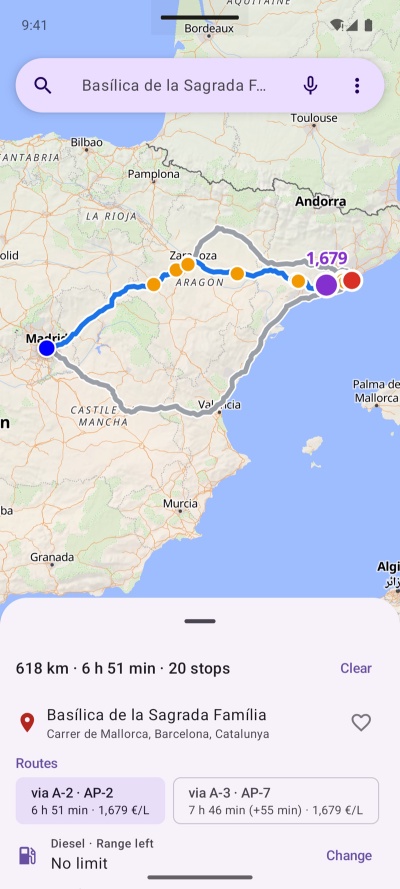 Gas On Route: a route from Madrid to Barcelona with the best pick