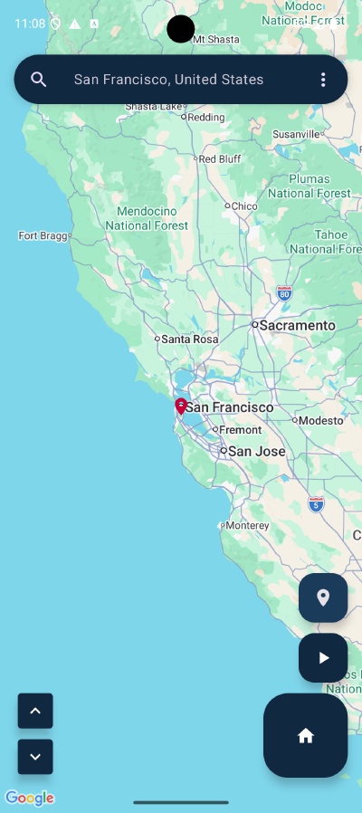 Map screen showing location