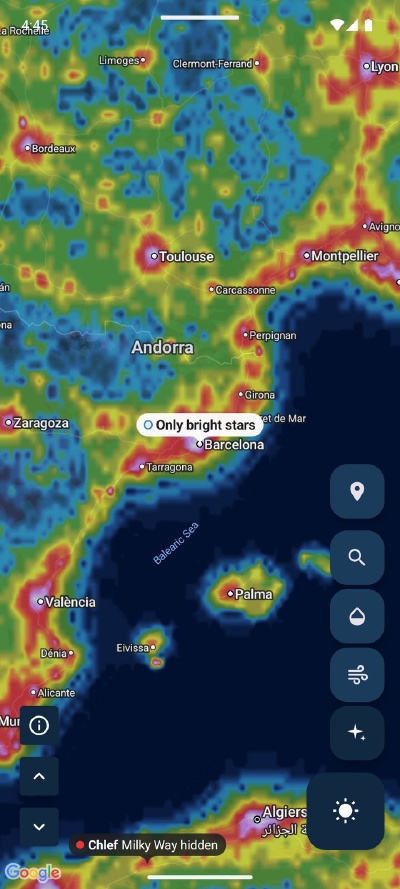 The light pollution layer over Catalonia
